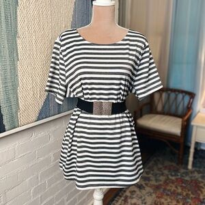 Brooke Shields Zipper Side Striped Knit Shirt